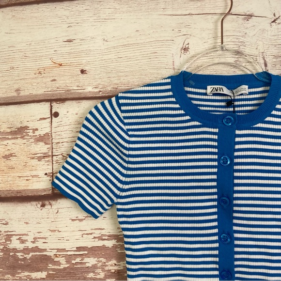 ZARA Knit Cropped Button Up Cardigan Sweater - Picture 3 of 11